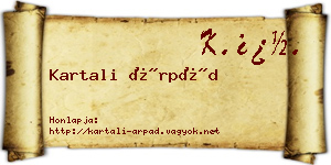 Kartali Árpád névjegykártya